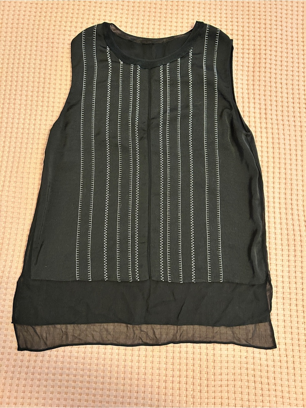 Vince Black Sleeveless Sheer-Hem Pinstripe Camisole